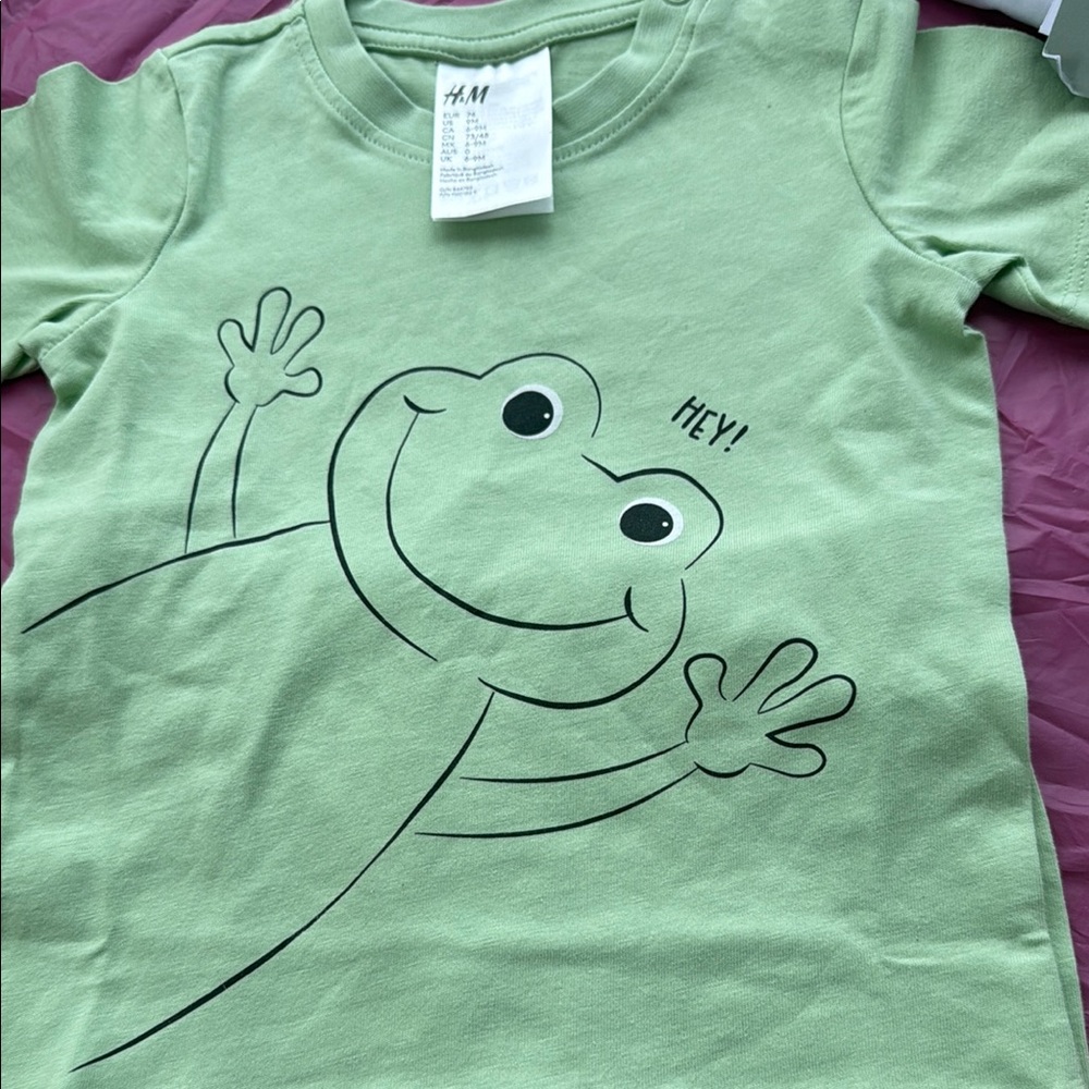 H&M Mint Green Frog Tee and Shorts Set